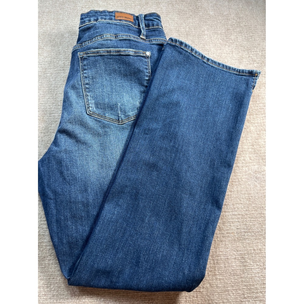 Judy Blue Slim Bootcut Jeans Medium Wash Distressed Raw Hem 20W
